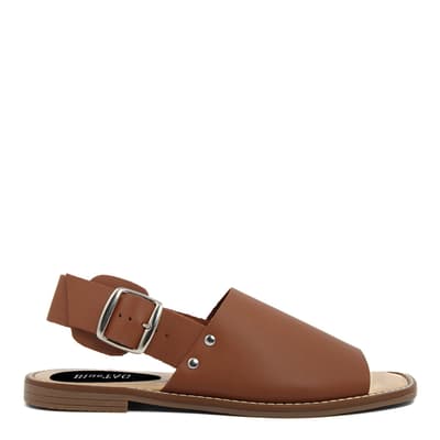 Brown Leather Back Strap Flat Sandals