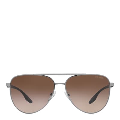 Men's Gunmetal Prada Sunglasses 61mm
