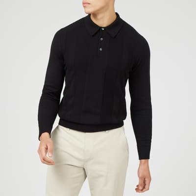 Black Cotton Knitted Polo
