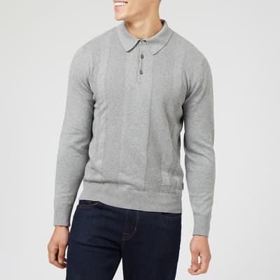 Grey Cotton Knitted Polo