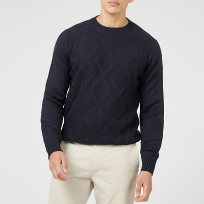 Navy Wool Blend Sweatshirt