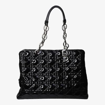 Lady Dior Black Patent Leather Shoulder Bag