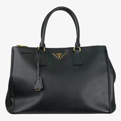 Black Large Saffiano Leather Galleria Top Handle Bag
