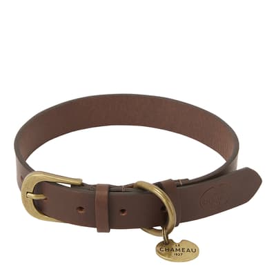 Extra Large Leather Dog Collar, Marron Foncé