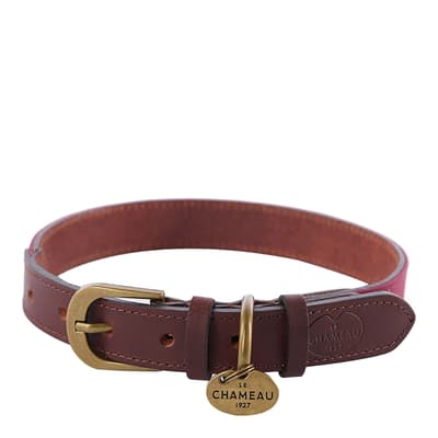 Large Waxed Cotton/Leather Dog Collar, Rouge