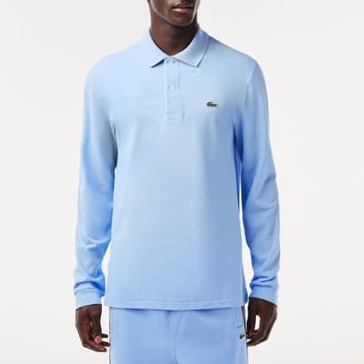 Pale Blue Long Sleeve Polo Shirt