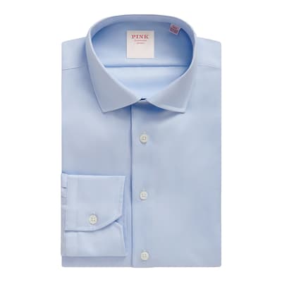 Pale Blue Travel Fine Twill Tailored Fit Cotton Shirt