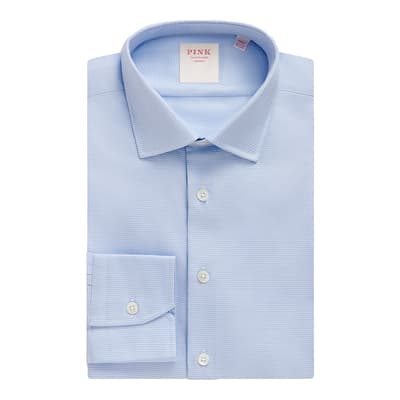 Pale Blue Royal Twill Puppytooth Tailored Fit Cotton Shirt