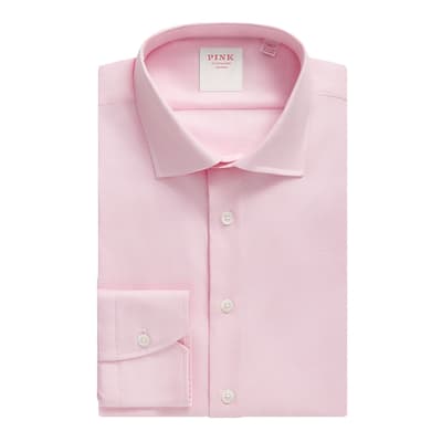 Pink Royal Twill Puppytooth Tailored Fit Cotton Shirt