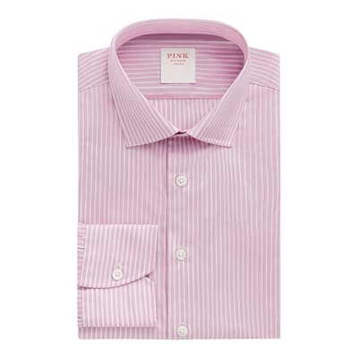 Pink Double Stripe Tailored Fit Cotton Shirt