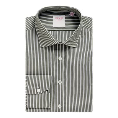 Green Stripe Tailored Fit Cotton Shirt