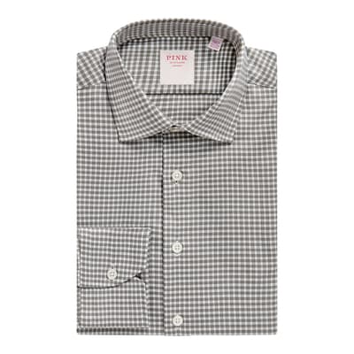 Grey Journey Twill Check Tailored Fit Cotton Shirt
