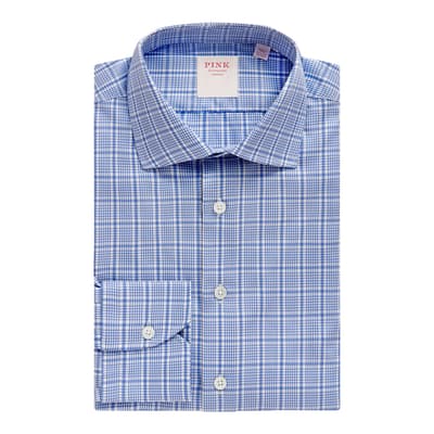 Blue Royal Twill Check Tailored Fit Cotton Shirt