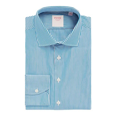 Teal Bengal Stripe Tailored Fit Cotton Shirt