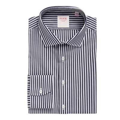 Navy Bengal Stripe  Tailored Fit Cotton Shirt