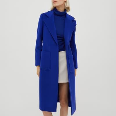 Blue Runaway Tie Wool Coat