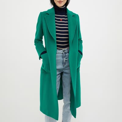 Green Runaway Tie Wool Coat
