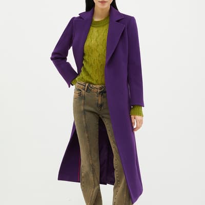 Purple Longrun Tie Wool Coat