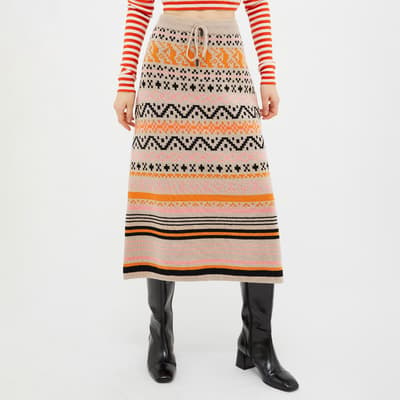 Orange Tamigi Wool Blend Skirt