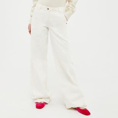 White Cotton Rispolo Trouser