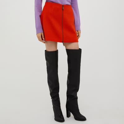 Orange Rosalba Wool Skirt