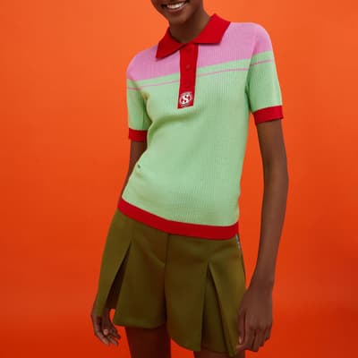 Green/Pink Topsin Polo Top