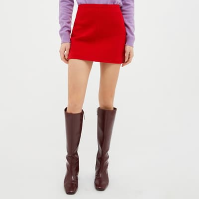 Red Viaggio Wool Blend Skirt
