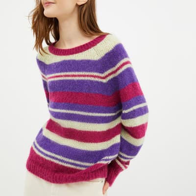Pink Wool Blend Stripe Jumper