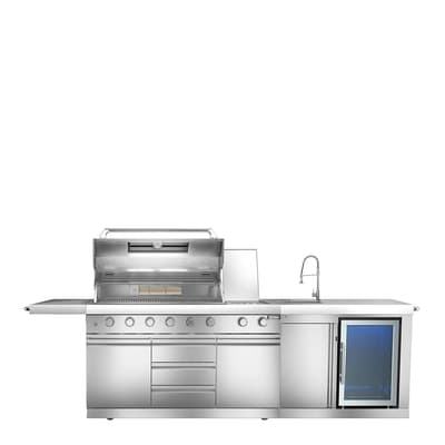 SAVE £600 - Maze Large Linear Outdoor Kitchen With Sink & Fridge , Stainless Steel
