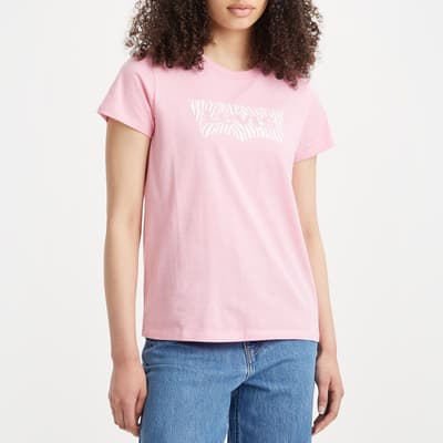 Pale Pink Zebra Print Cotton T-Shirt