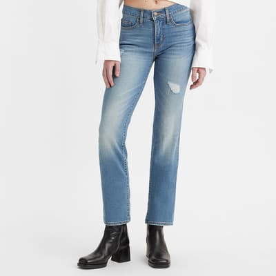 Washed Blue 314™ Straight Stretch Distressed Jeans 