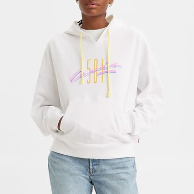 White Authentic Cotton Blend Hoodie