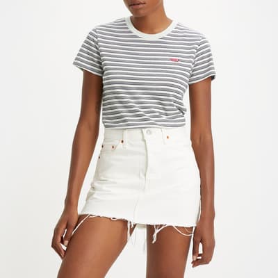 White/Black Stripe Cotton T-Shirt