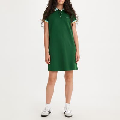 Green Pia Cotton Blend Polo Dress