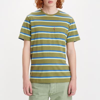 Khaki Stripe Cotton T-Shirt