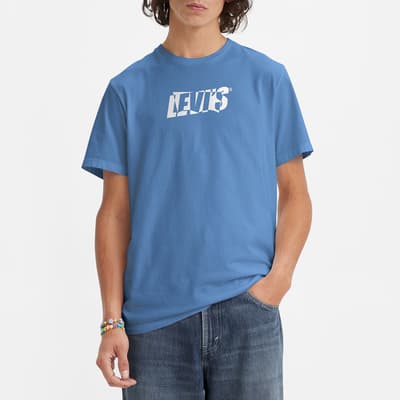 Blue Crewneck Cotton T-Shirt
