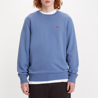 Blue Original Crew Cotton Sweatshirt