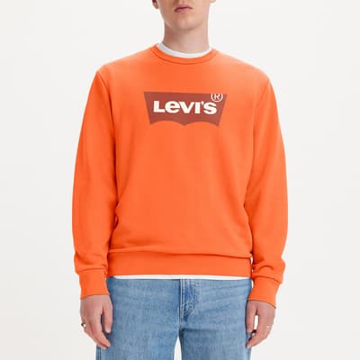 Orange Standard Cotton Sweatshirt