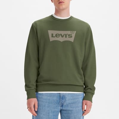 Dark Green Crew Cotton Blend Sweatshirt