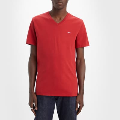 Red V-Neck Cotton T-Shirt