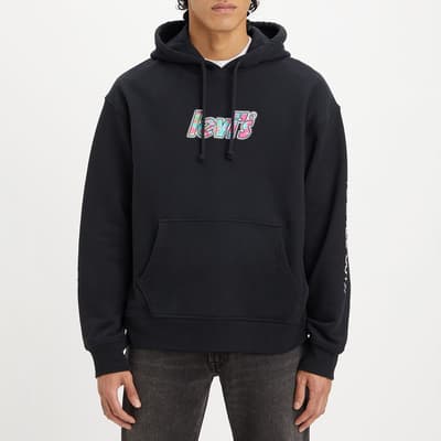 Black Relaxed Cotton Hoodie