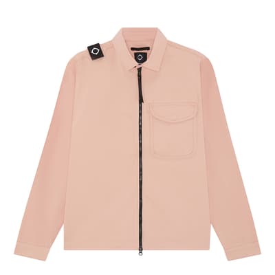 Pink Zip Front Cotton Overshirt