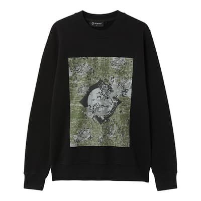 Black Decay Print Cotton Sweatshirt