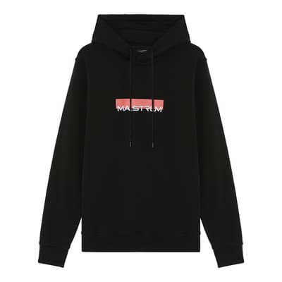 Black Embroidered Logo Cotton Hoodie