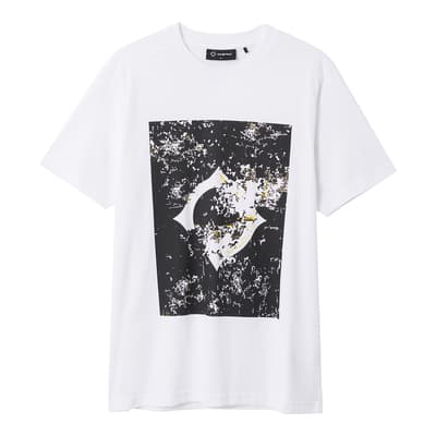 White Decay Print Cotton T-Shirt