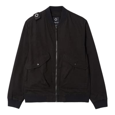 Black Cotton Bomber Jacket