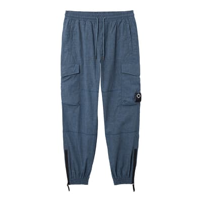 Teal Cotton Cargo Trousers