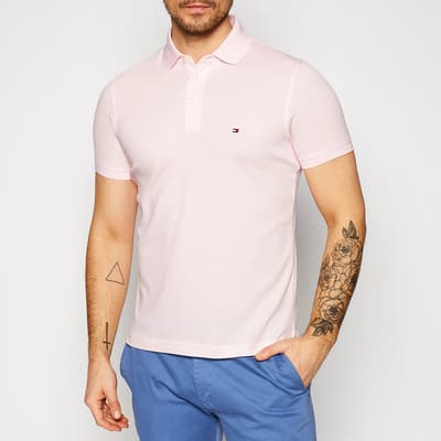 Pale Pink Cotton Blend Polo Shirt