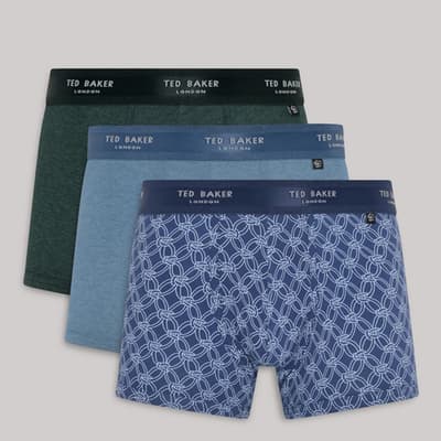 Blue, Green and Chain Navy 3-Pack Cotton Boxer