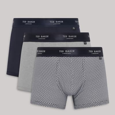 Navy, Grey and Geo 3-Pack Cotton Boxer